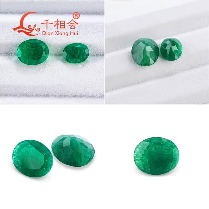 Forme ovale, couleur vert foncé opaque, taille naturelle hydrothermique cultivée en laboratoire avec peu d'inclusions mineures pour la création de bijoux