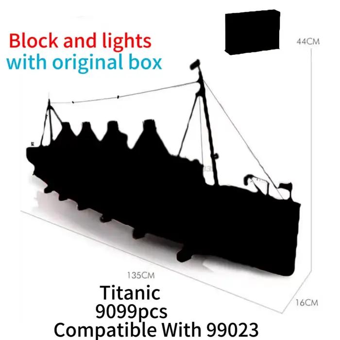 1881 82996 99023 9090Pcs Modèle de bateau de croisière Titanic, blocs de construction, briques, jouets DIY, cadeaux 99023