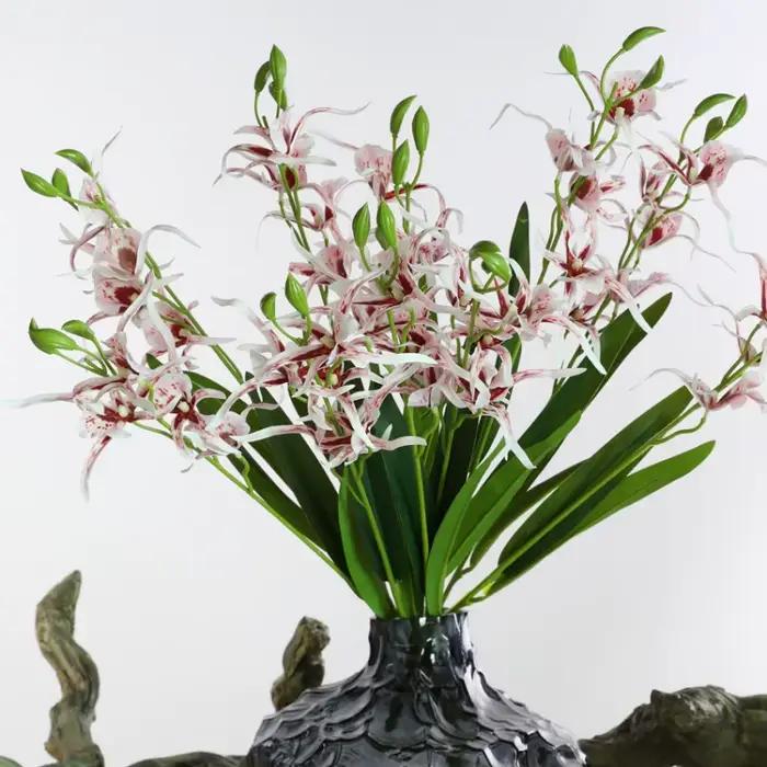 Impression 3D Phalaenopsis Silk Real Touch Spider Orchid Flowers, Home Table Vase Decor, Christmas Photo Props, 5 Branches