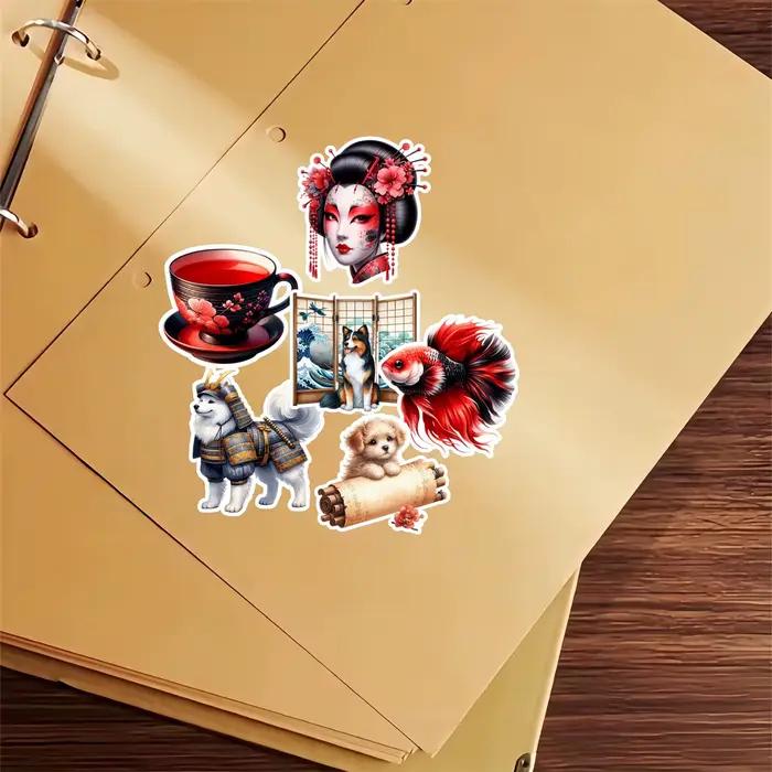 18 autocollants mignons de geisha japonaise pour journaux DIY, agendas, décorations d'ordinateurs portables, livres, planificateurs, impressions de haute qualité