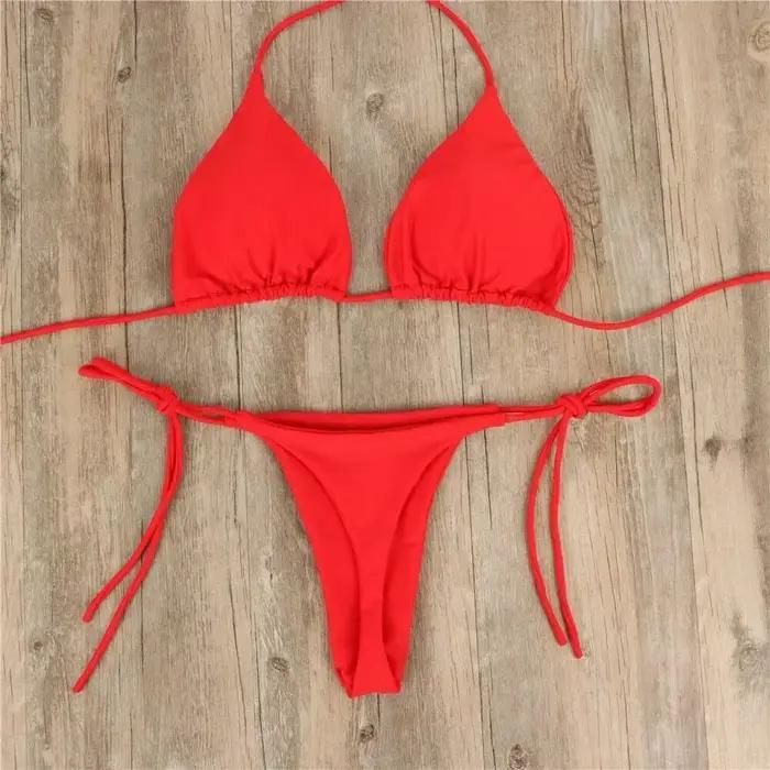 Femmes string Bikini ensemble côté cravate Sexy maillot de bain Style bandeau