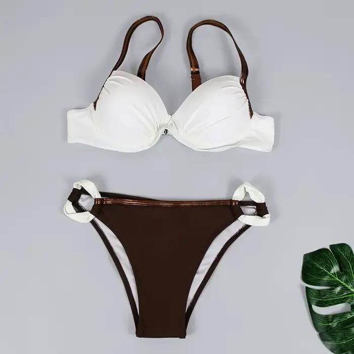 Maillot de bain push-up sexy pour femme, bikini 2025, maillot de bain uni, ensemble bikini brésilien blanc, tenue de plage féminine, maillot de bain, biquini, vêtements de bain