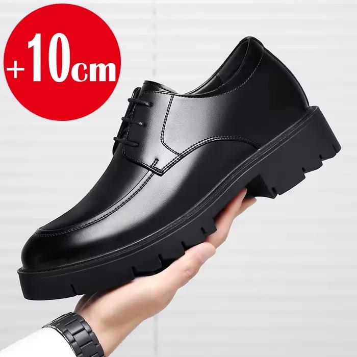 Chaussures pour hommes 8-10 cm hauteur augmentant chaussures en cuir de haute qualité décontracté Oes évider chaussures en cuir chaussures habillées d'affaires pour hommes