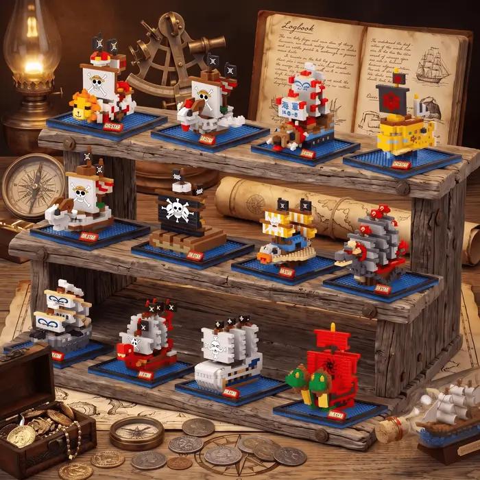 Blocs de construction DIY One Piece, collection de navires pirates, ensemble de briques créatives, jouet éducatif pour enfants et adultes, cadeau