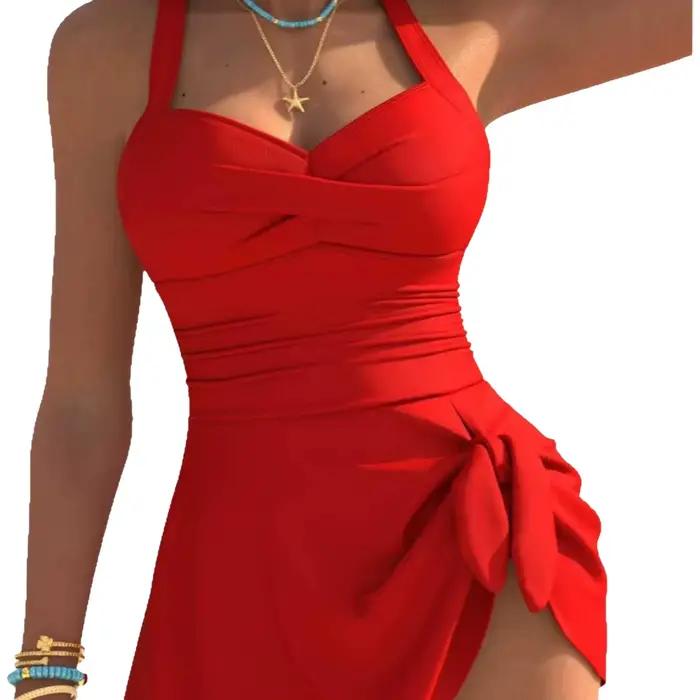 Nouveau Maillot de Bain Une Pièce Rouge 2026 pour Femme