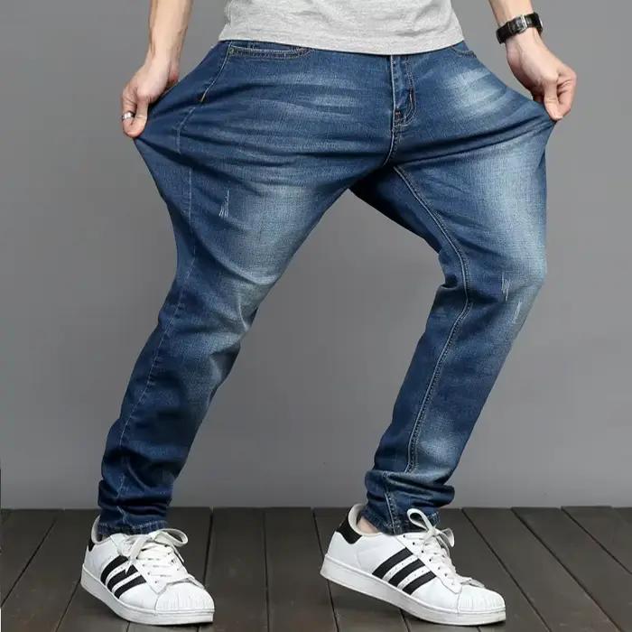 Jean droit élastique pour homme, grande taille 48, style simple, noir, bleu, pantalon en denim commandé, grande taille 5XL, 6XL, 7XL, 2024