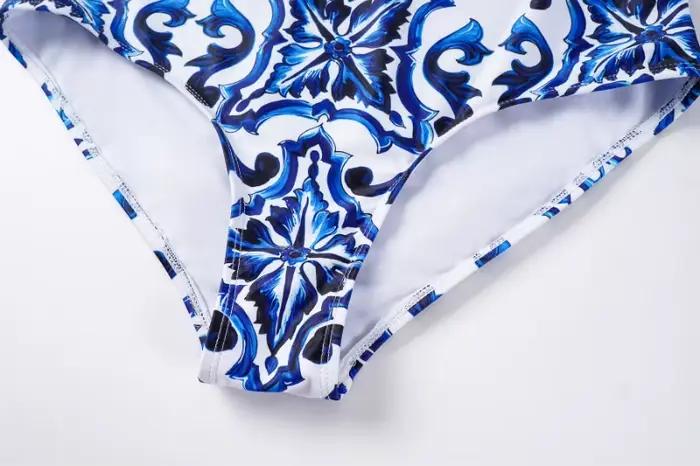Maillot de bain une pièce bleu flolwer pour femme