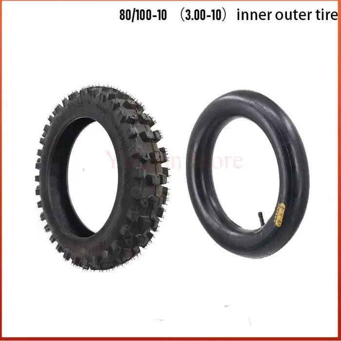 Pneu extérieur 80/100-10, pneu intérieur 3.00-10, adapté aux pièces de rechange pour pneus de moto tout-terrain