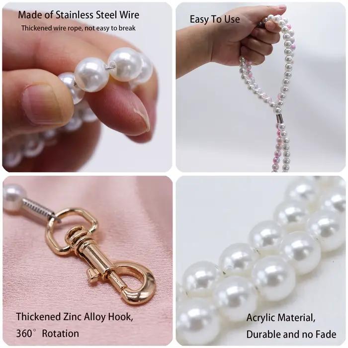 Laisse de luxe pour animaux de compagnie en perles, réglable, pour petits chiens et chats, idéale pour les mariages, les fêtes et les promenades quotidiennes, accessoires pour animaux.