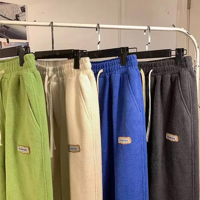 Pantalon de survêtement thermique taille haute pour femme, optique Smile, laine d'agneau, vêtements d'extérieur FjOuter, chaud, velours doux, pantalon femme, hiver, 2024