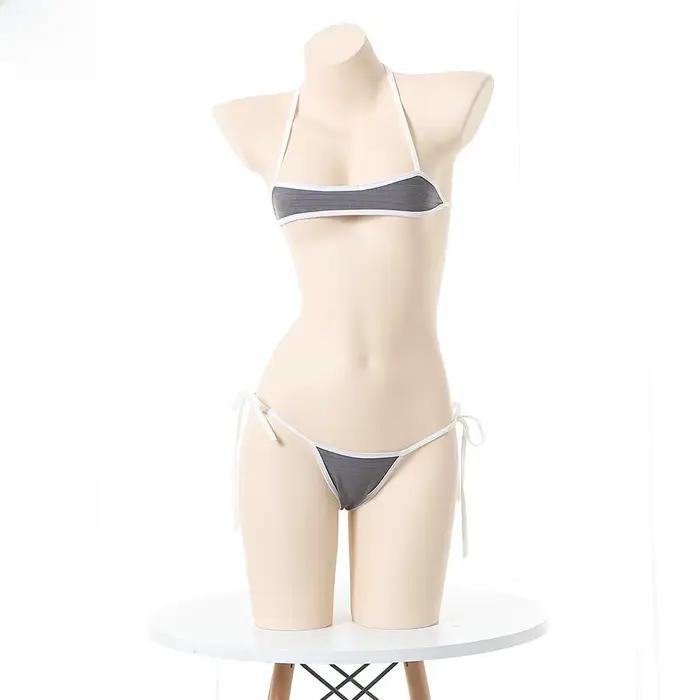 Maillot de bain bikini sexy à nœuds trois points