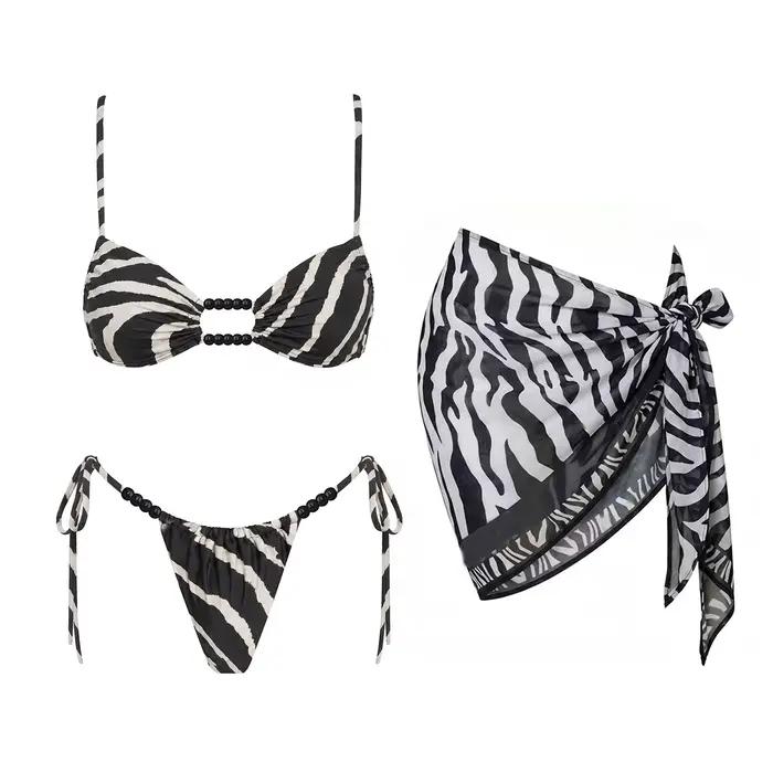 Ensemble bikini 3 pièces Zebra