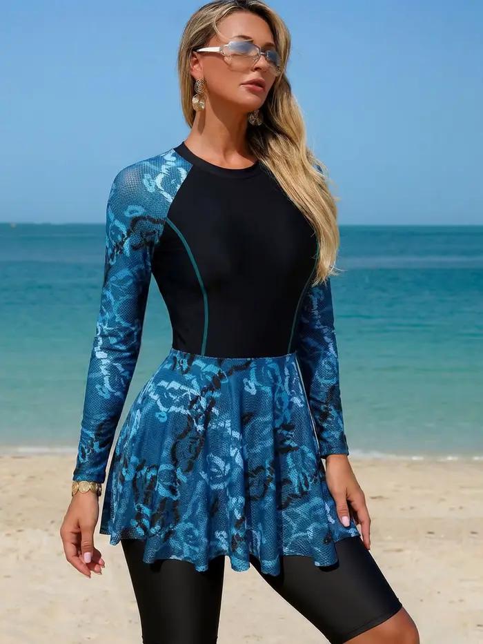 Maillot de bain Tankini à manches longues pour femmes