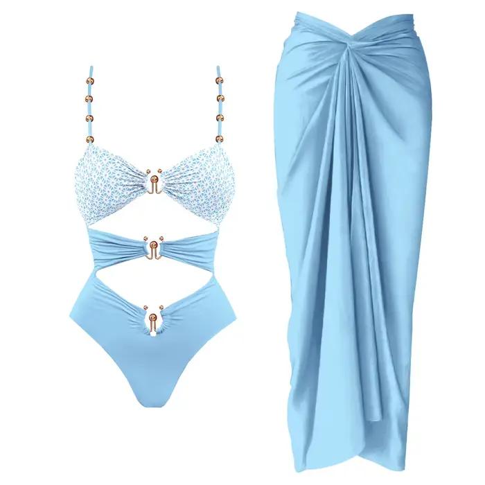 2 pièces maillot de bain creux avec couverture Sexy femmes maillots