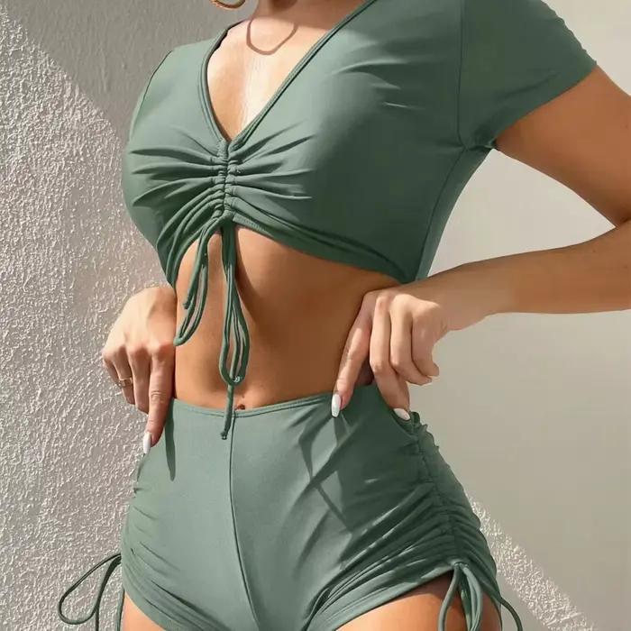 Maillot de bain femme sexy à lacets et nœuds