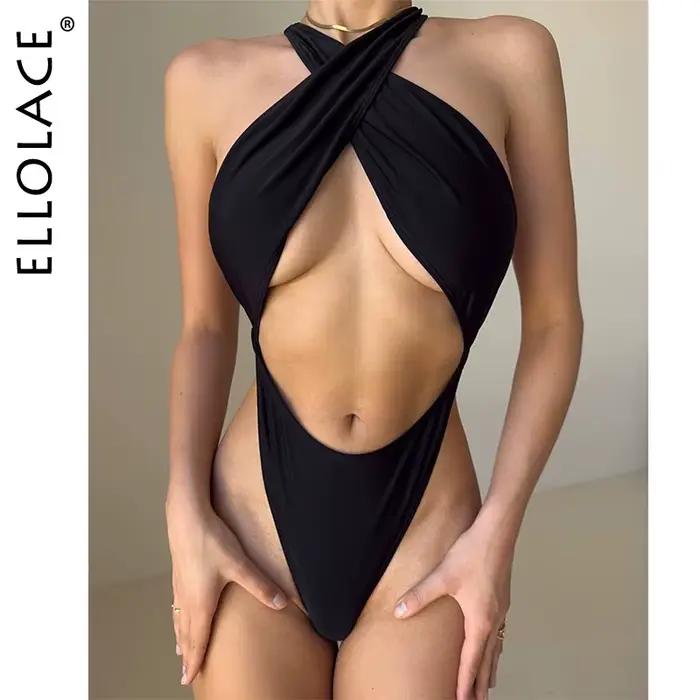 Ellolace Willowy Sexy maillot de bain pour femme élégant recadrée licou taille haute filles ensembles sangle croisée