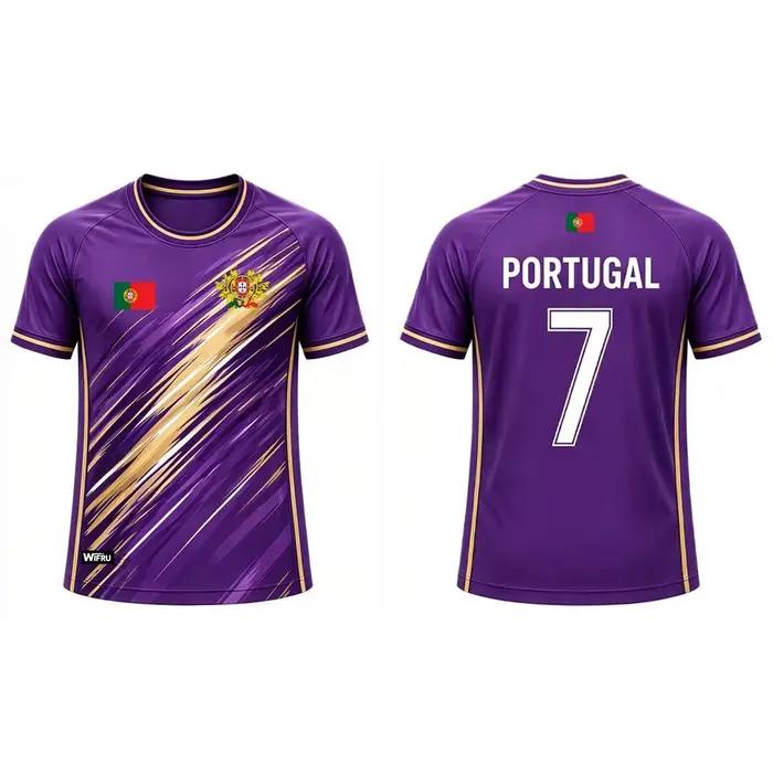 Maillot de football pour homme avec imprimé drapeau du Portugal 2026, T-shirt de sport respirant et à séchage rapide, unisexe, décontracté, cadeau pour les fans, hauts d'été