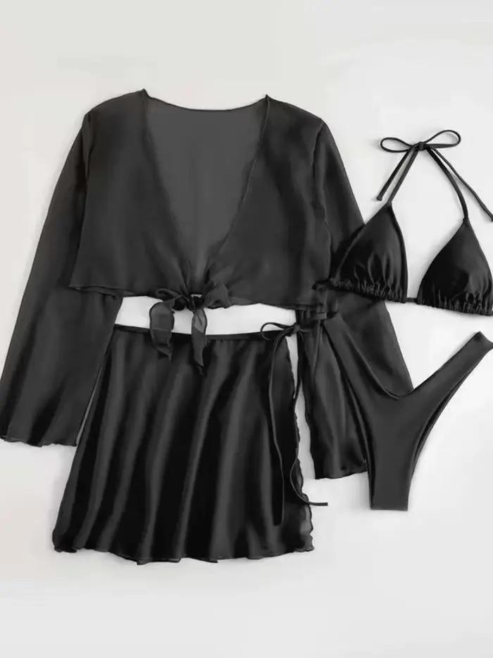 Ensemble de 4 bikinis string 2026 pour femmes avec haut et robe
