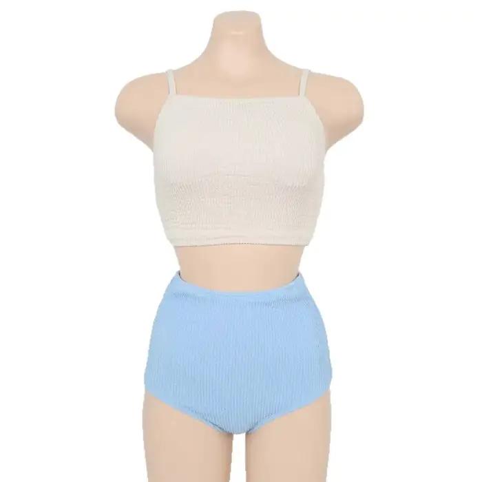 Nouveau Maillot de Bain Femme 2025 Style Coréen Sexy Dos Nu Taille Haute Cache-Buée Bloc de Couleurs Simple Idéal Vacances et Sources Chaudes