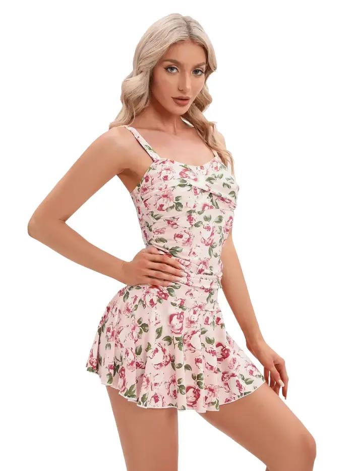 Maillot de bain une pièce à imprimé fleuri pour femme