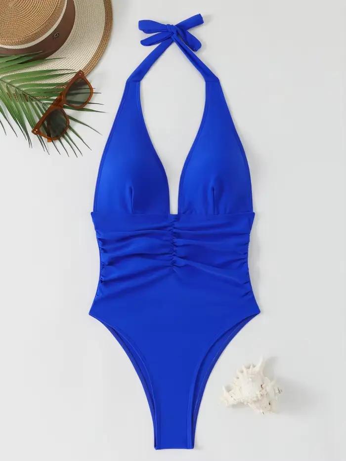 Maillot de bain une pièce femme 2026, nouveau, uni, à bretelles, avec cordon de serrage, body sexy dos nu, tenue de plage estivale, maillot de bain féminin