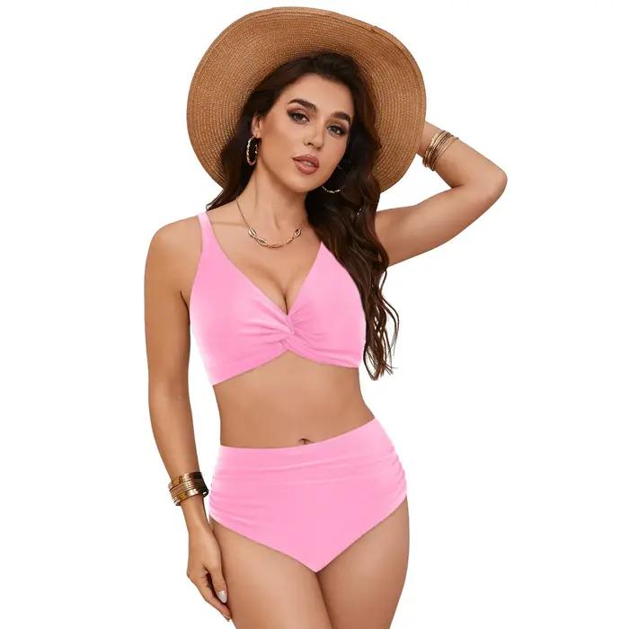 Ensemble Bikini Taille Haute Femme Style Élégant Pour Contrôle du Ventre Plage Piscine Activités Aquatiques Occasions Spéciales