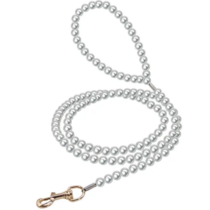Laisse de luxe pour animaux de compagnie en perles, réglable, pour petits chiens et chats, idéale pour les mariages, les fêtes et les promenades quotidiennes, accessoires pour animaux.