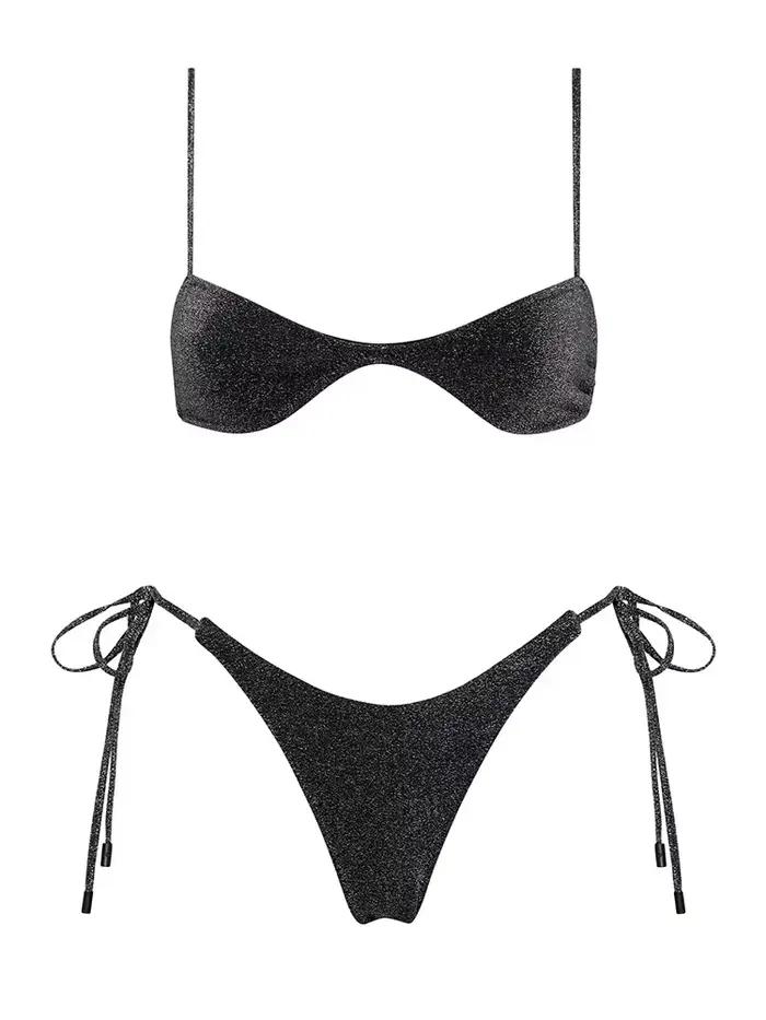 Maillot de bain noir brillant pour femmes