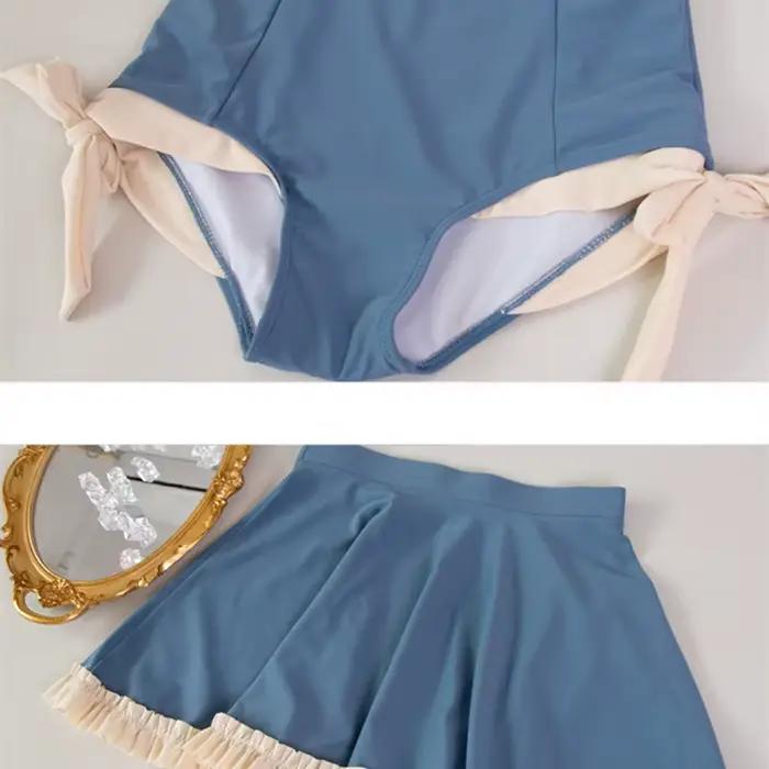 Nouveau Style coréen doux Bikini femmes une pièce mignon coupe ajustée Monokini maillot de bain crème solaire vêtements