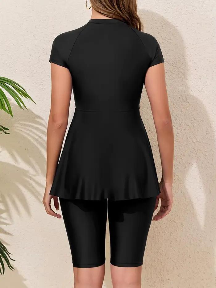 Manches courtes deux pièces maillot de bain femmes 2026 fermeture éclair maillots