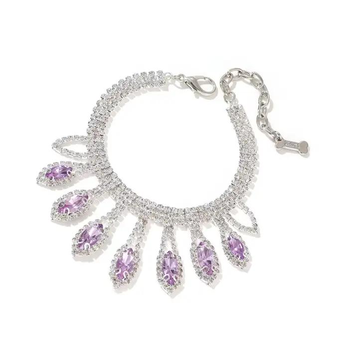 Collier de chien en diamant réglable, bijoux de mariage, décor de luxe, chiot, chaton, petit anom