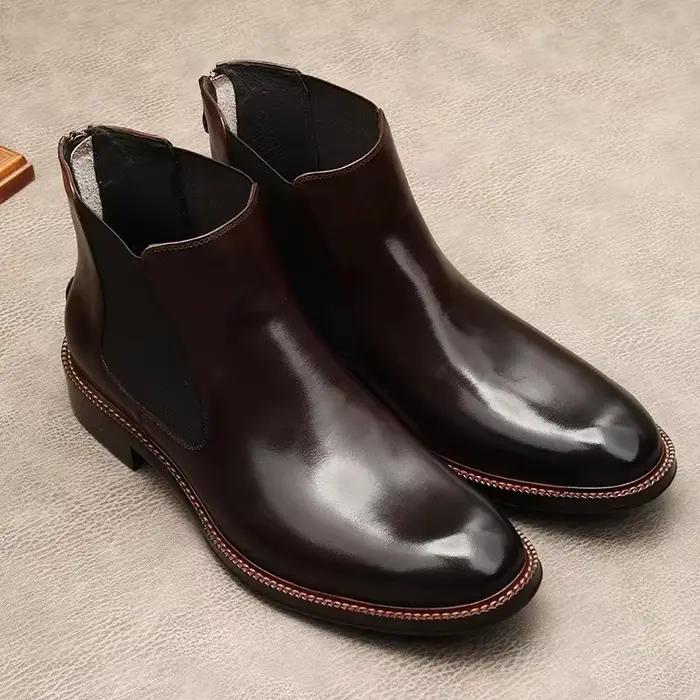 Bottines, bottes pour hommes, style anglais, cuir, grandes