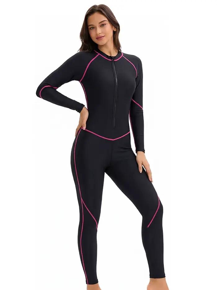 Nouveau Maillot de Bain Sportif 2026 à Manches Longues et Pantalon Long avec Fermeture Éclair pour Femme