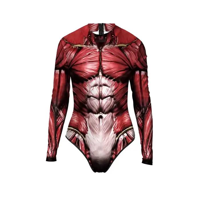 IOOTIANY imprimé extrêmement Musculaire femmes une pièce maillot de bain été décontracté à manches longues maillots