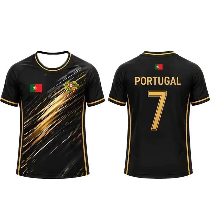 Maillot de football Portugal 2026 pour hommes, femmes et enfants – T-shirt rayé imprimé 3D respirant et à séchage rapide pour l'entraînement sportif