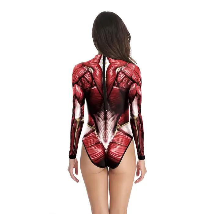 IOOTIANY imprimé extrêmement Musculaire femmes une pièce maillot de bain été décontracté à manches longues maillots