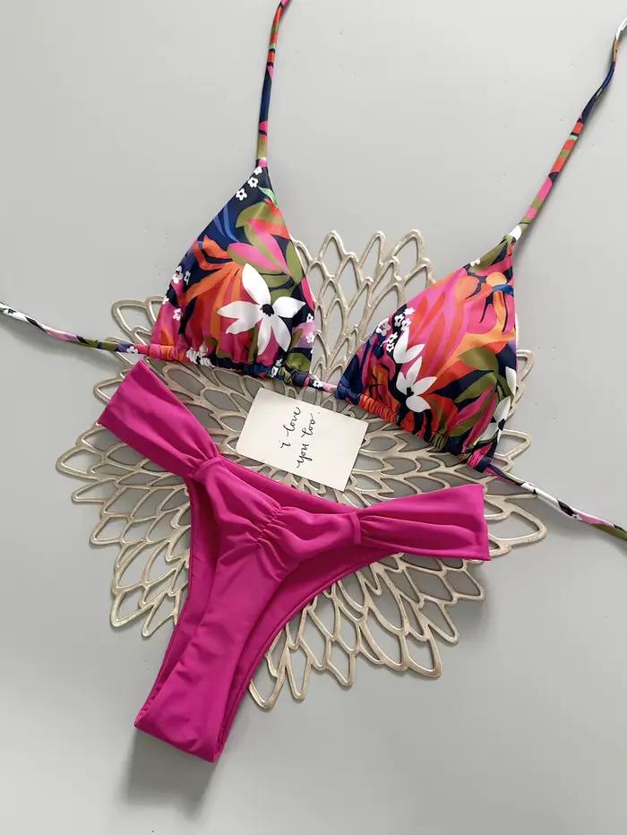 Maillot de bain imprimé style Spice Girl pour femmes, ensemble de bikinis, style de plage, couleurs vibrantes, confort élastique, durabilité exceptionnelle, idéal pour les vacances et les activités de plage