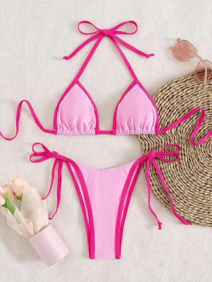 Sexy contraste couleur sépare Micro Bikini 2026 maillot de bain pour femme