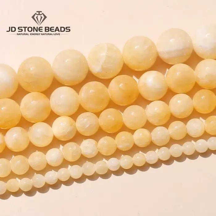 Pierre de jaspe de Jade jaune naturelle 3A, perles rondes en vrac 15 pouces, brin 4 6 8 10 12MM, taille au choix pour la fabrication de bijoux, accessoires faits à la main