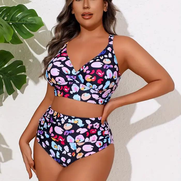Maillot de bain grande taille taille haute pour femme
