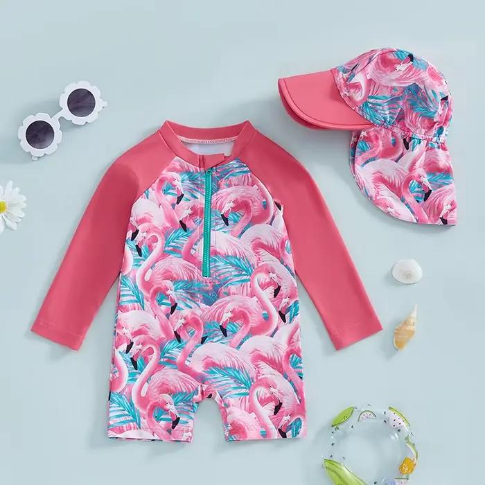 Tregren-Maillot de bain à manches longues pour fille