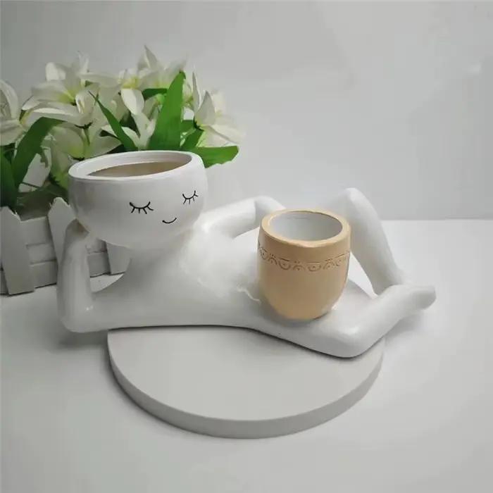 Jardinière GOOD-Lazy Guy en résine, petit personnage paresseux, pot à fleurs pour plantes succulentes, figurine unique allongée