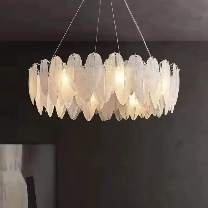 Couverture de lampe suspendue en verre plume, abat-jour, accessoires d'éclairage DIY