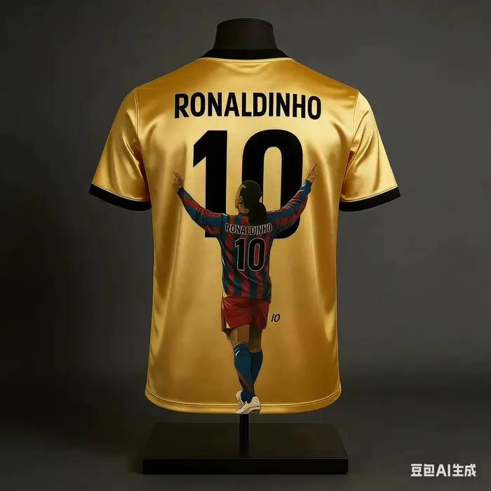 Barca Stripe Ronaldinho # T-shirt de football imprimé, confortable, respirant, pour sports d'été, T-shirt élégant pour enfants/adultes