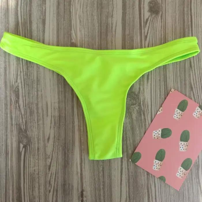 Femme fille vacances grande taille Sexy couleur unie unique maillot de bain plissé Bikini