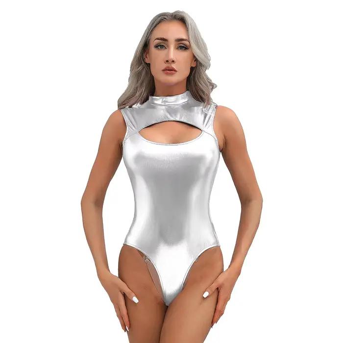 Maillot de bain une pièce métallique pour femmes