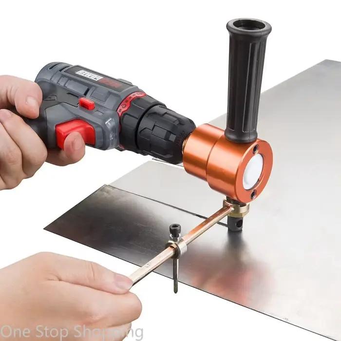 Grignoteuse de coupe de métal à Double tête, grignoteuse de tôle, outil de coupe de scie, fixation de perceuse, outil de coupe gratuit, coupe du métal