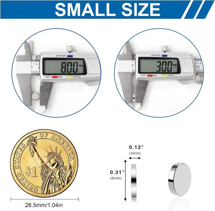 Petits aimants, mini-aimants ronds multi-usages pour coupe-ongles, réfrigérateur, miniatures, loisirs créatifs et sciences, taille minuscule