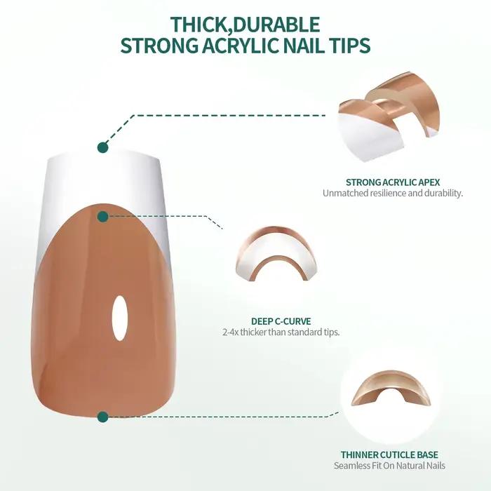 Nailpop pointe française presse sur ongles 14 tailles forme moyenne pré-française Gel souple ongles conseils Ultra ajustement couverture complète faux ongles 140 pièces