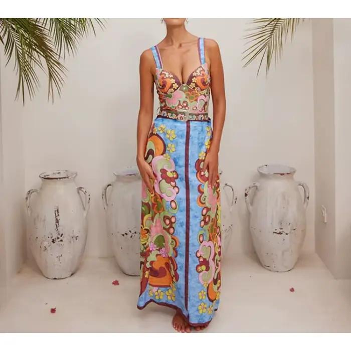 Maillot de bain une pièce bloc de couleur avec jupe